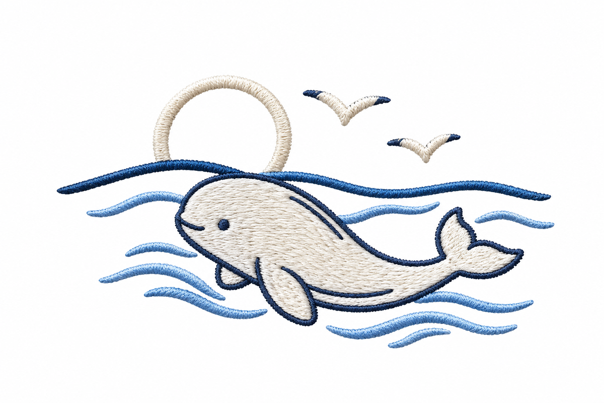 Bicolour Unisex Beluga Embroidery T