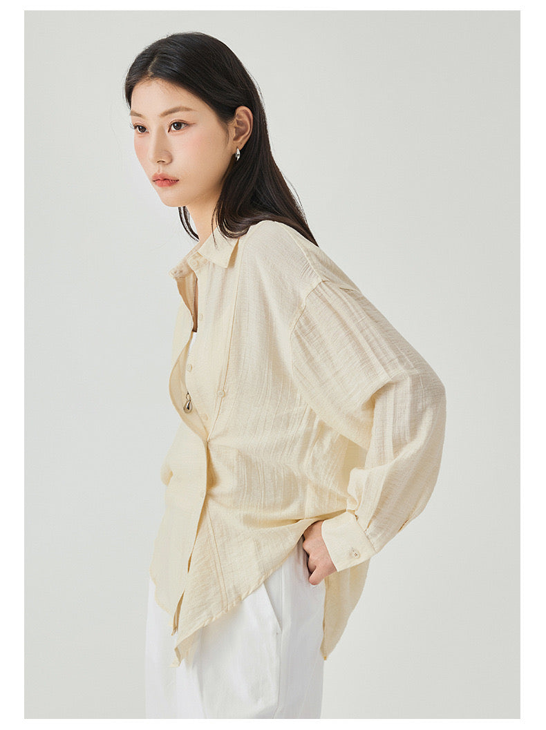 Women's Two Styled Linen Overshirt in Sunrise - Simply