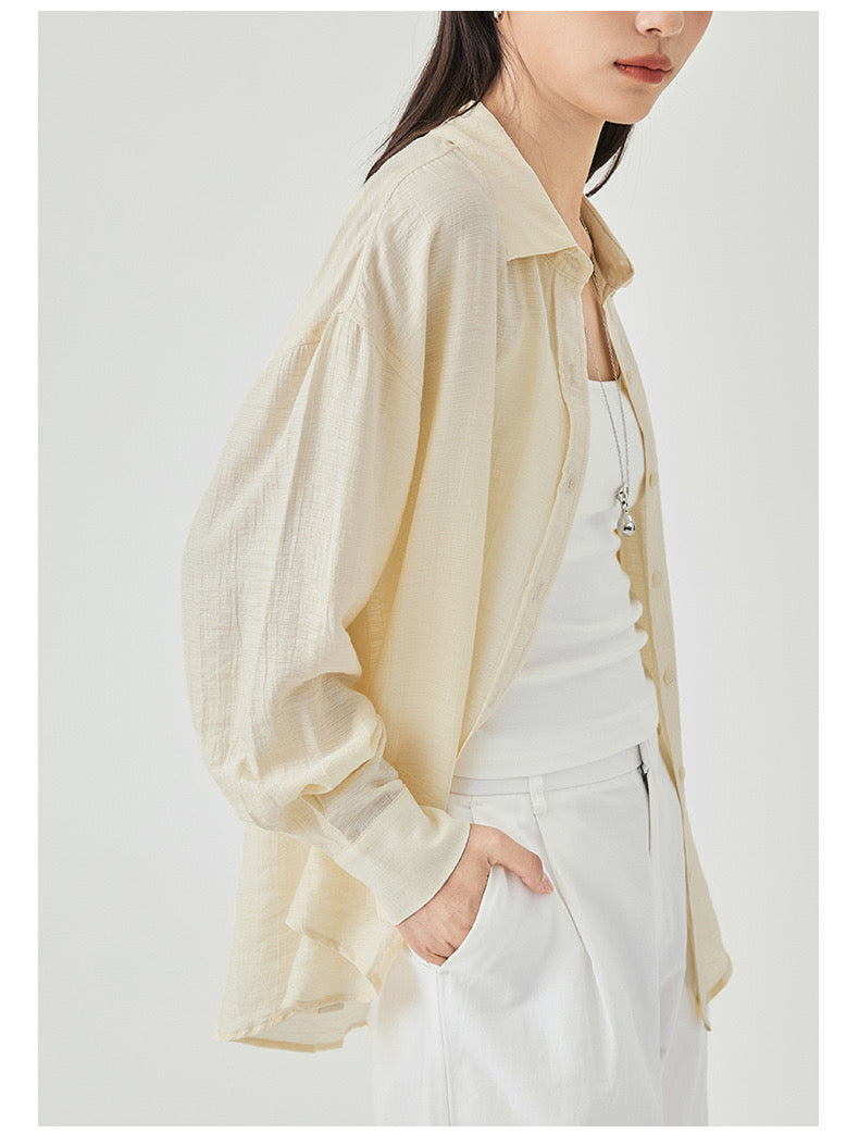 Women's Two Styled Linen Overshirt in Sunrise - Simply