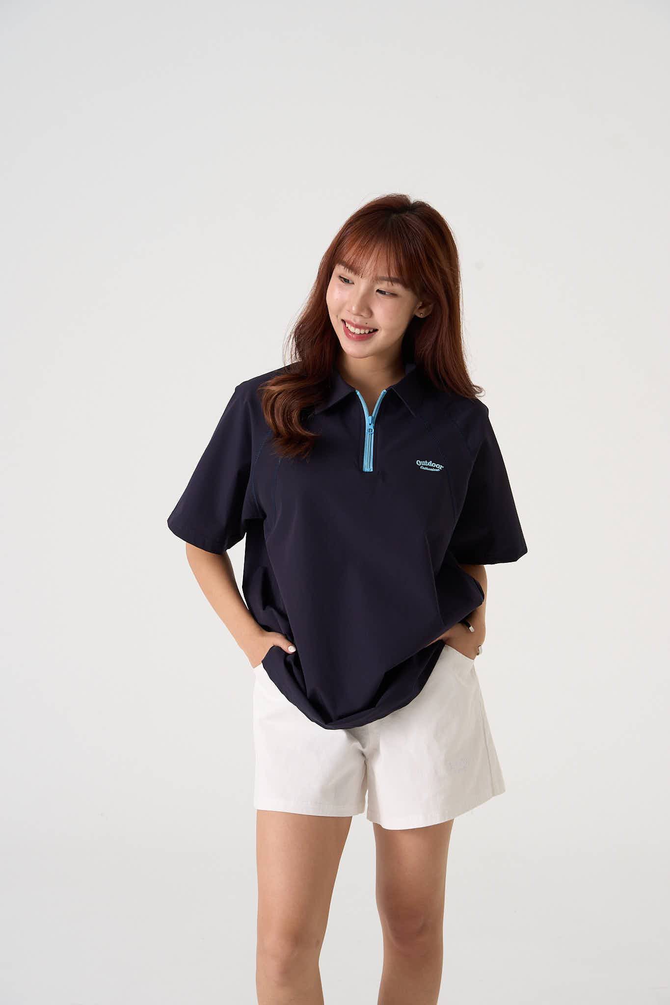 Unisex Light Weight Zipper Polo - Simply