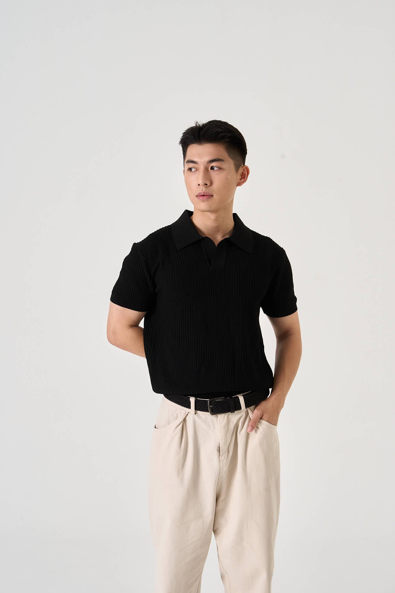 Unisex Machine Washable Knitted Open Collar Polo - Simply