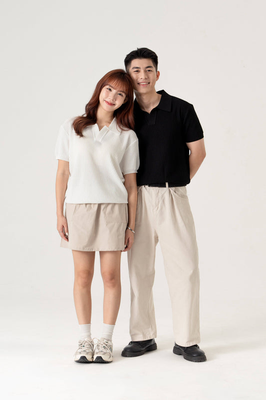 Unisex Machine Washable Knitted Open Collar Polo - Simply