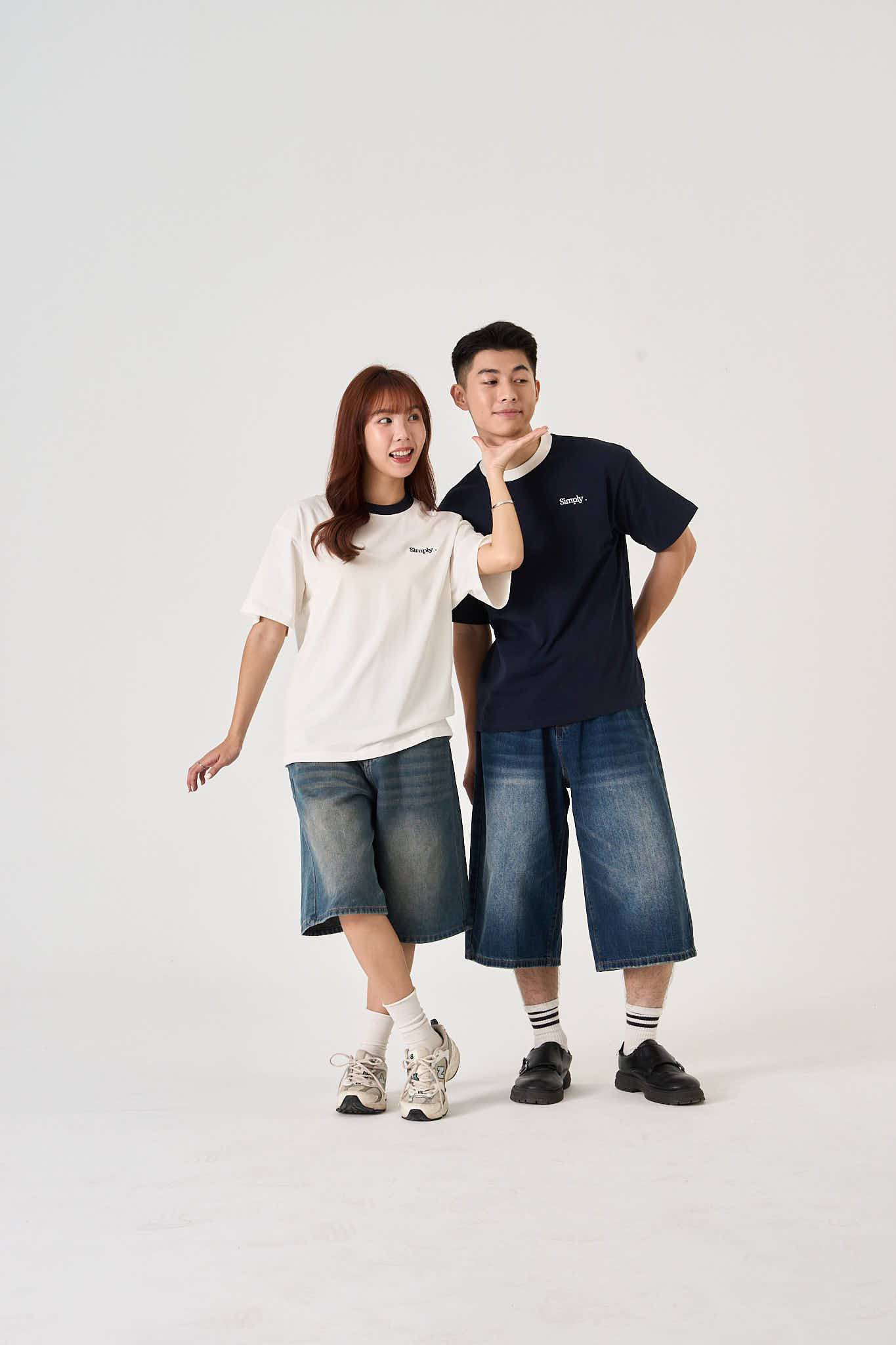 Unisex Washed Baggy Denim Jorts - 3/4 Length - Simply