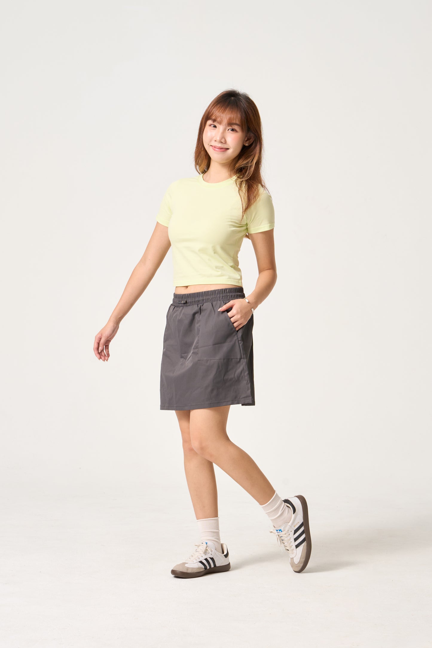 Simply . Women's Sleeve Embroidered Crop Top (Avocado Green) - Simply