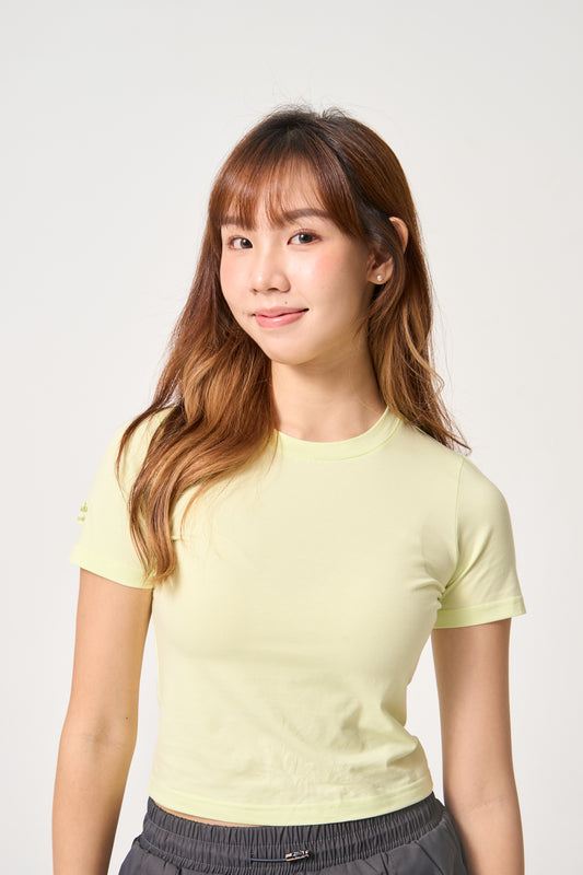 Simply . Women's Sleeve Embroidered Crop Top (Avocado Green) - Simply