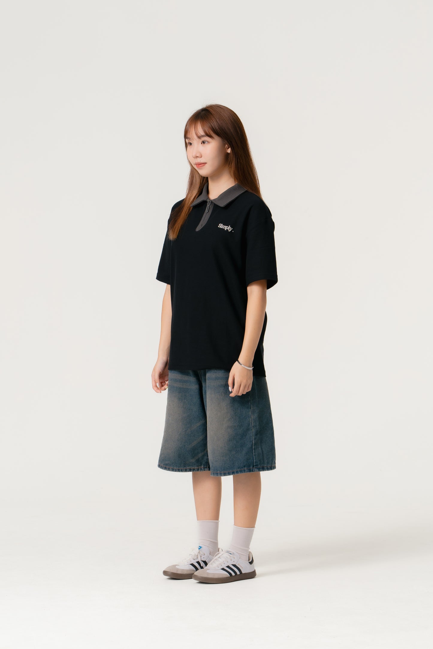Simply . Unisex Zipper Polo (Black) - Simply
