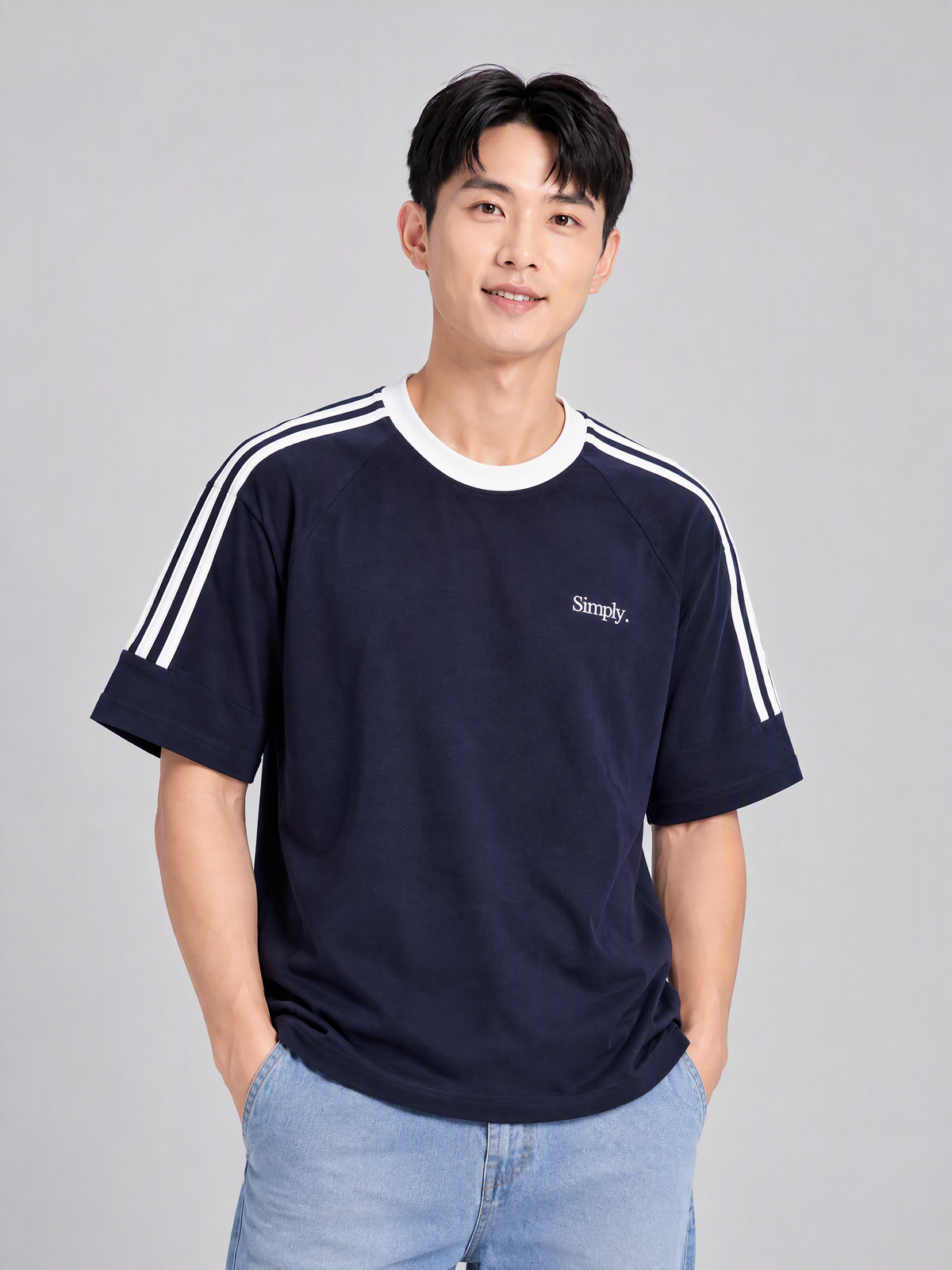 Half-Shoulder Striped Tee