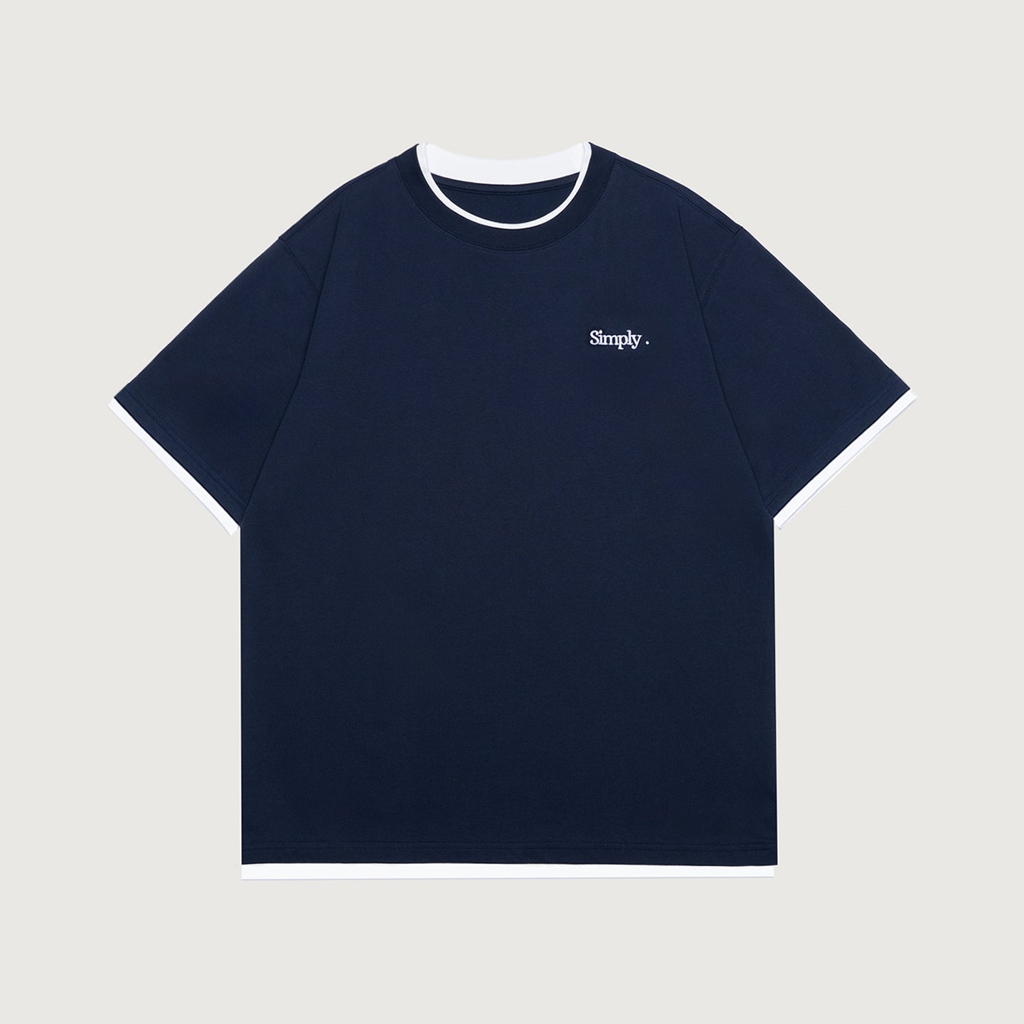 Simply . Unisex Layered Tee (Navy/White) - Simply 