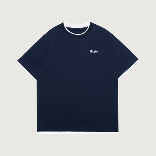 Simply . Unisex Layered Tee (Navy/White) - Simply 