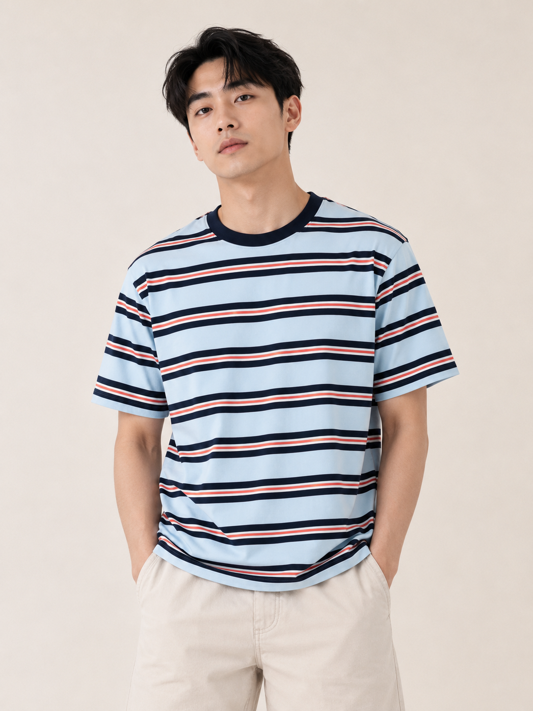 Simply. Short Sleeve Stripe Tee (Blue)