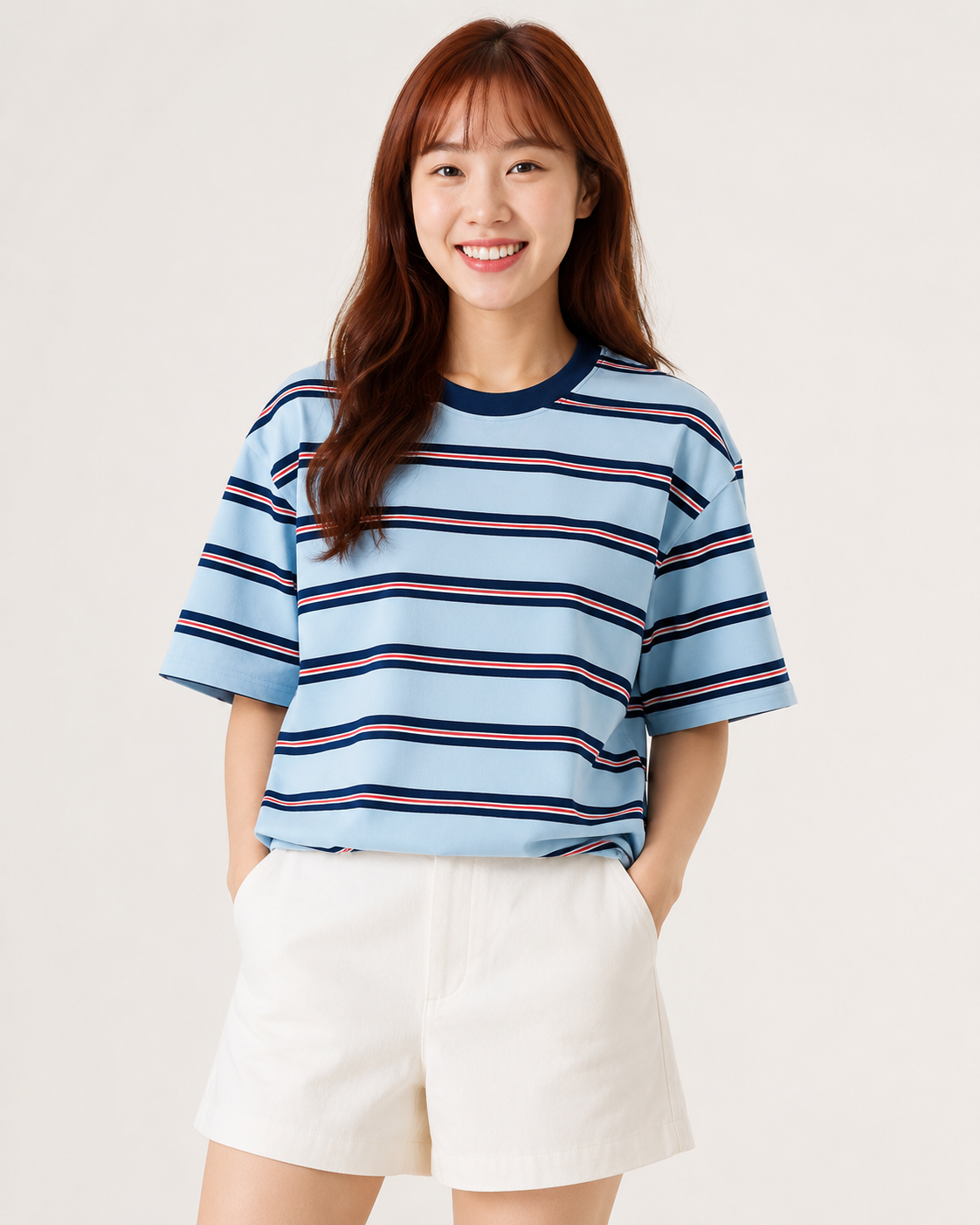 Simply. Short Sleeve Stripe Tee (Blue)
