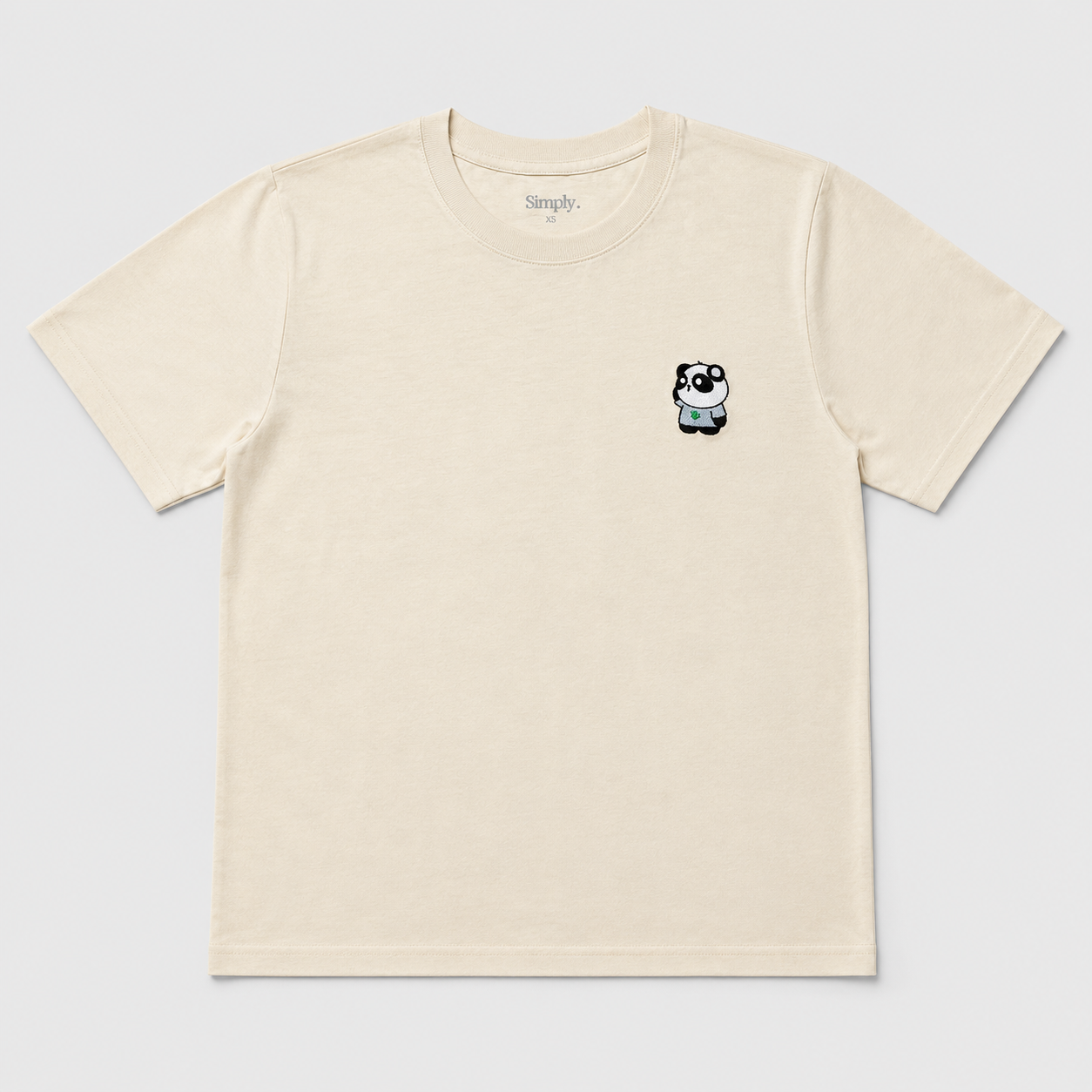 [CLEARANCE] Simply Unisex Embroidered Panda Thinking Tee (Beige) - Simply 
