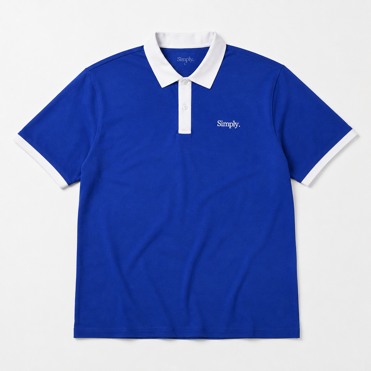 [CLEARANCE] Simply . Unisex White Collared Polo (Klein Blue) - Simply 