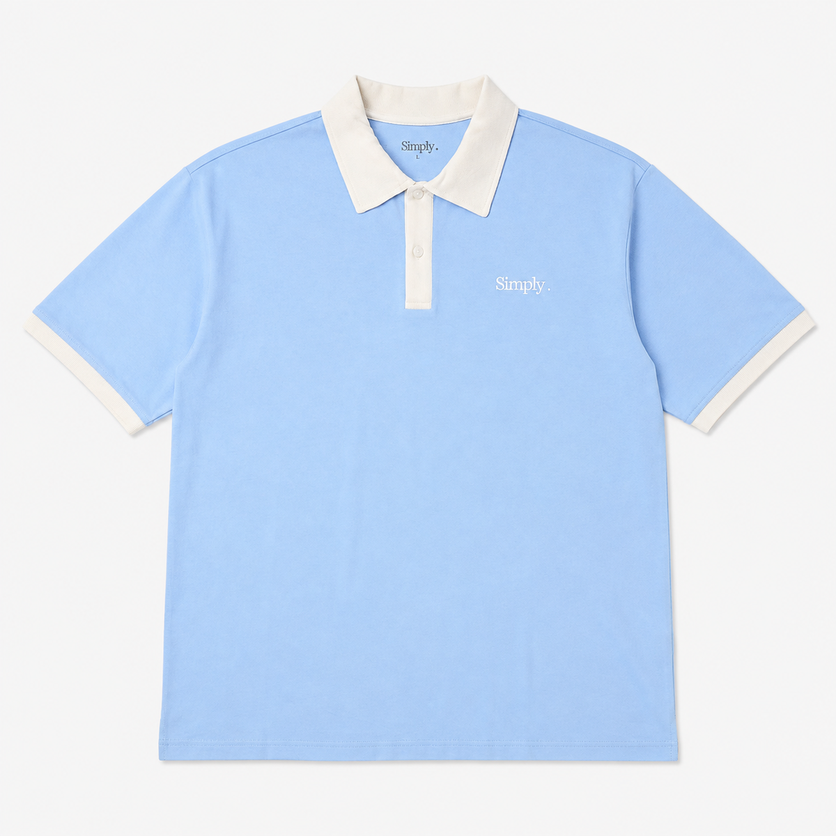 [CLEARANCE] Simply . Unisex White Collared Polo (Sky Blue) - Simply 
