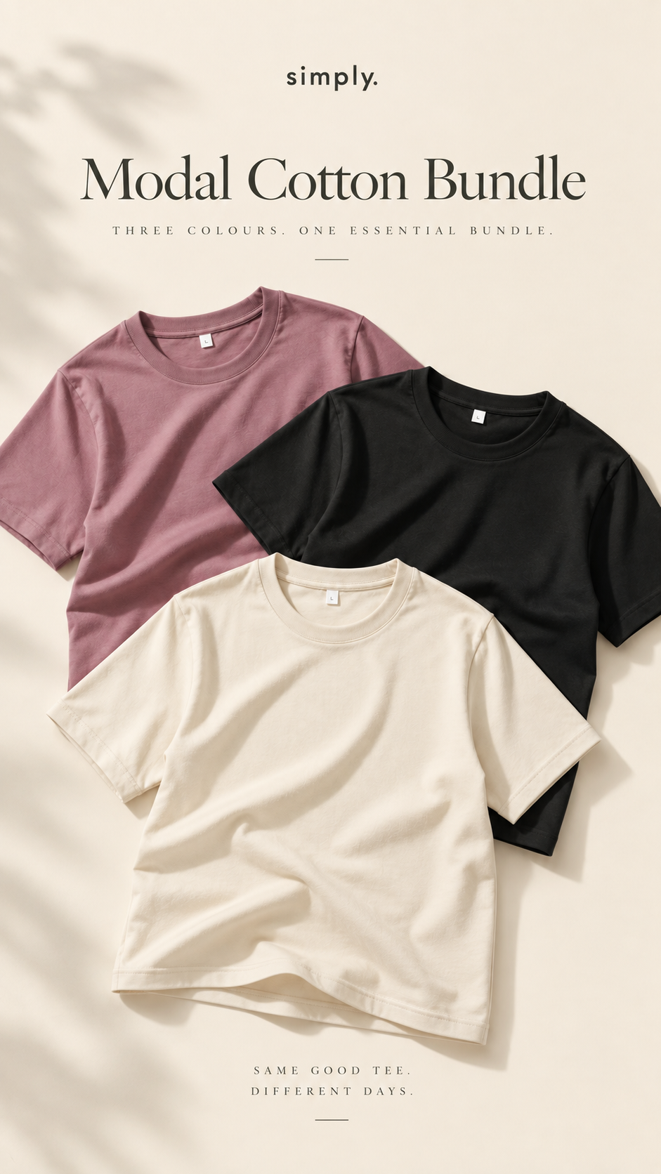 [BUNDLE in 3] Simply . Men's Urban Basic Tee [Premium Modal Cotton Blend] (Black/Espresso/Brick)