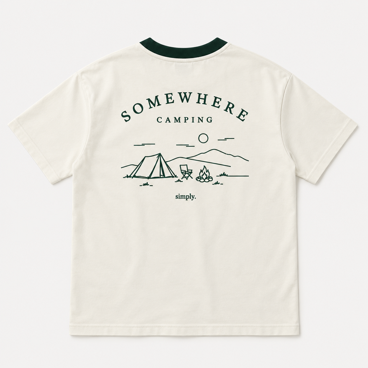 Somewhere Camping Oversized Tee — White & Navy