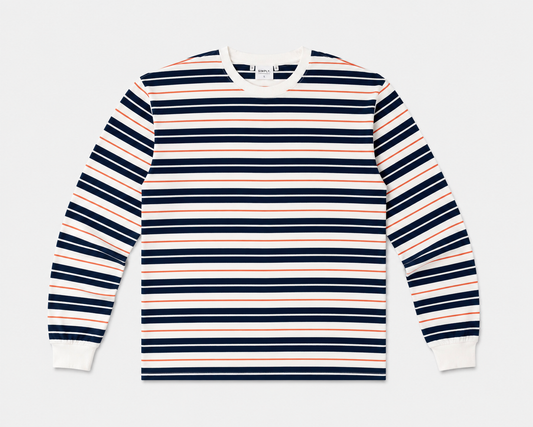 [Pre-Order] Simply. Long Sleeve Stripe Tee (Navy)