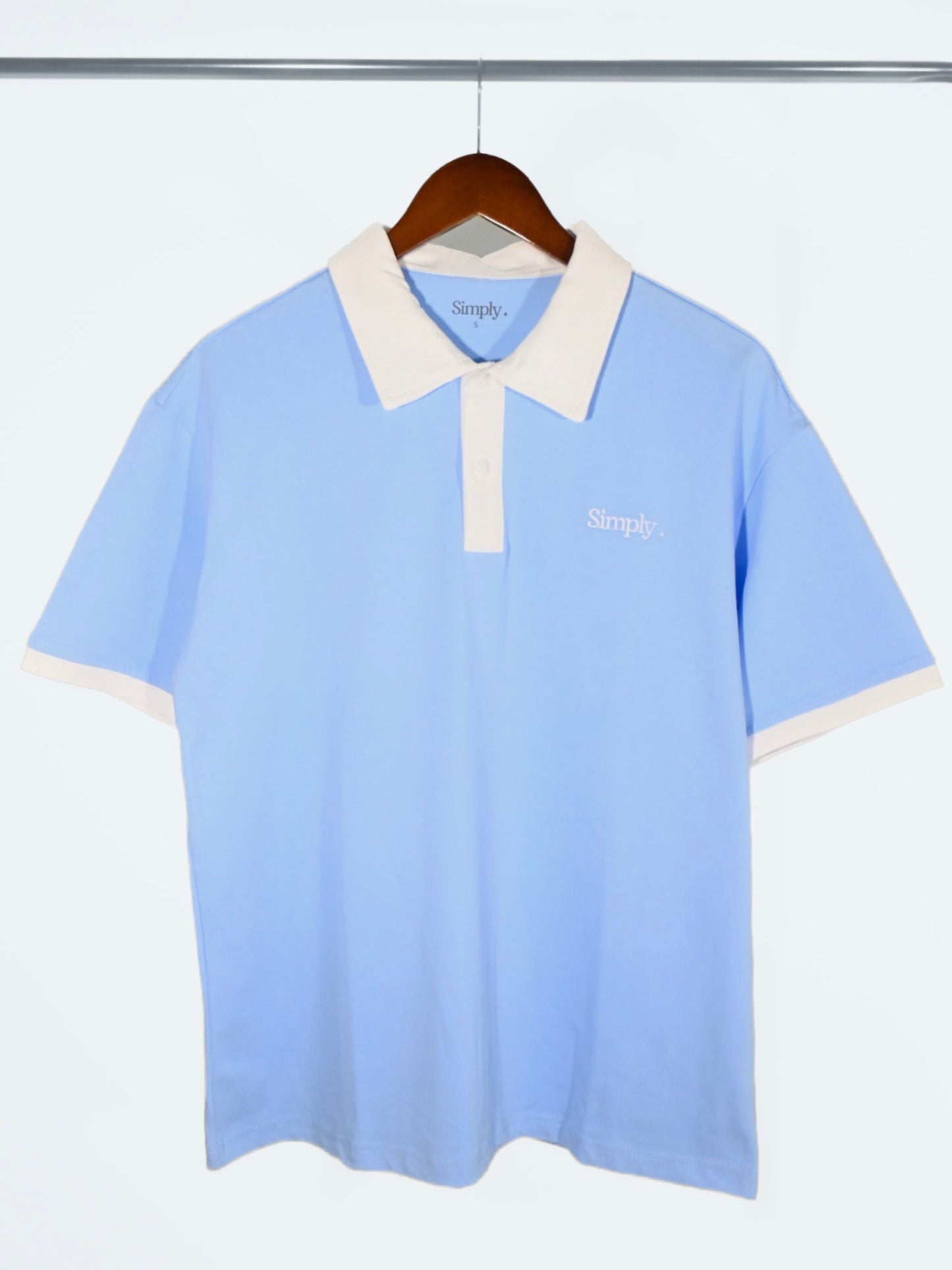 Simply . Unisex's White Collared Polo (Sky Blue) - Simply 