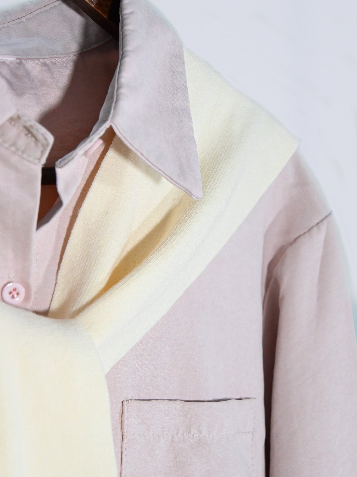 Women's Korean Styled Long Sleeve Shirt in Pink (Comes in 2 Pieces) - Simply 