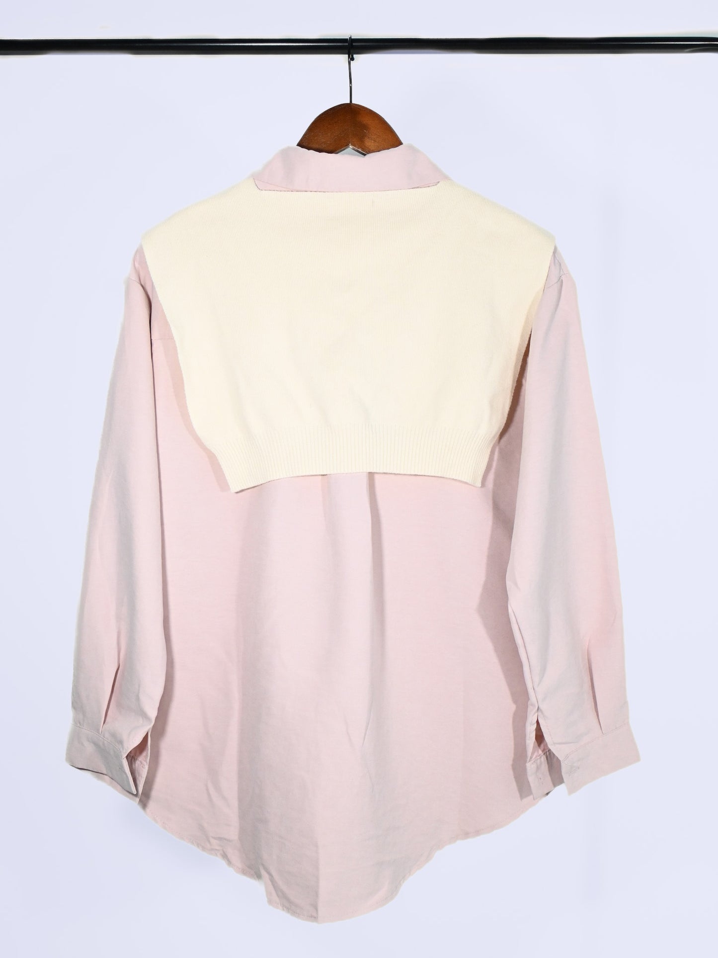 Women's Korean Styled Long Sleeve Shirt in Pink (Comes in 2 Pieces) - Simply 
