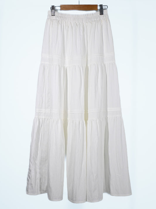 Women's Skirt in White (Stretchable) - Simply 