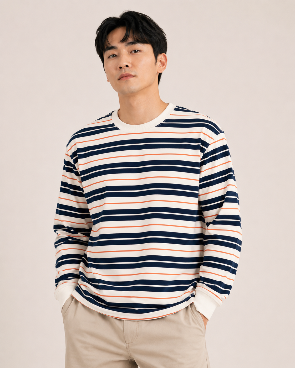 Simply. Long Sleeve Stripe Tee (Navy)