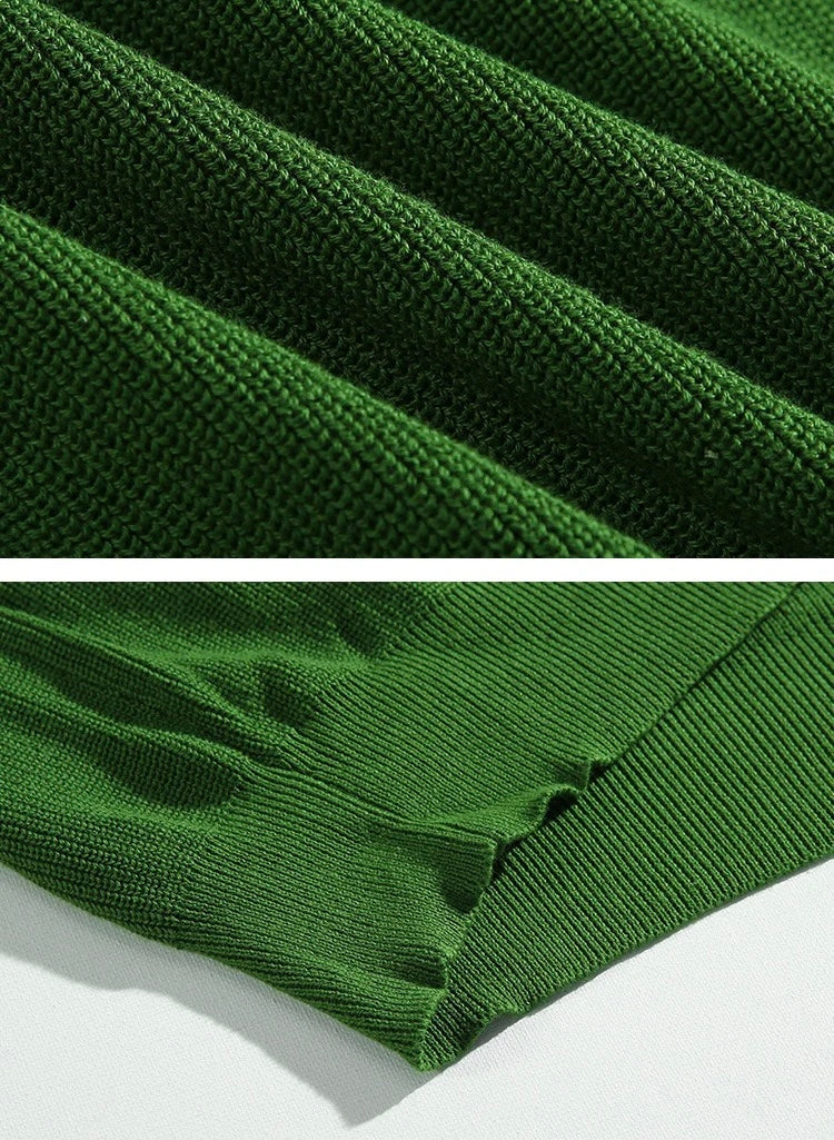 Men's Machine Washable Knitted Zipper Polo (Navy) - Simply 