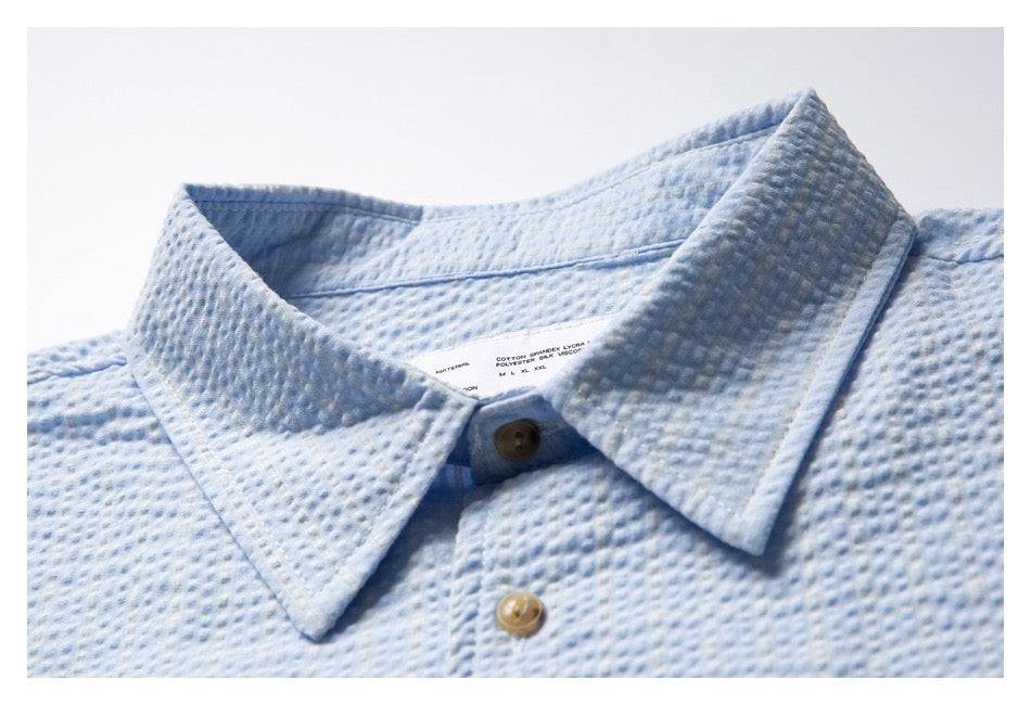Unisex Textured Overshirt (Baby Blue) - Simply 