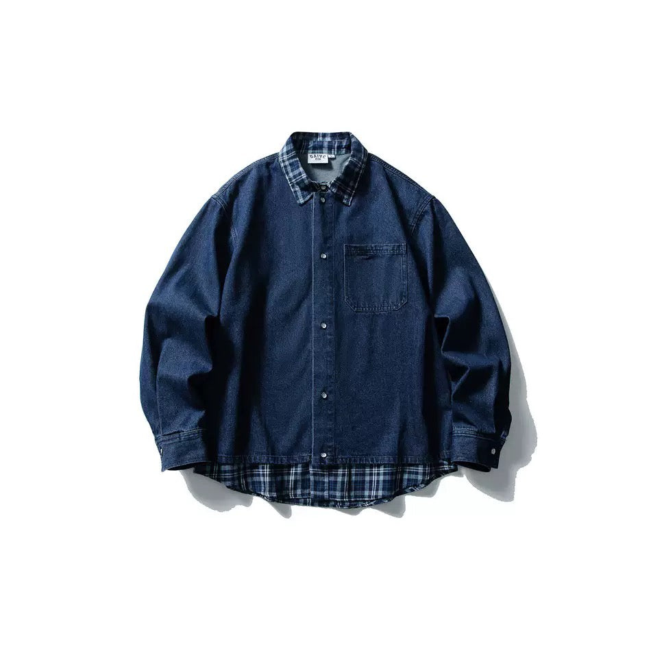 Men's Plaid Denim Shirt