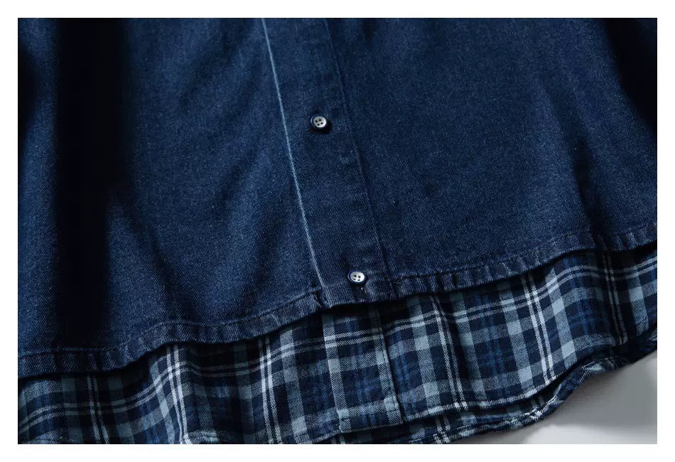 Men's Plaid Denim Shirt