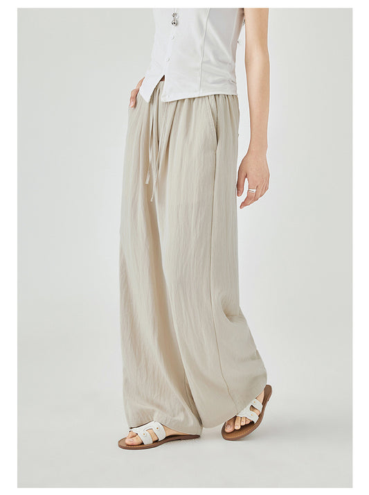 Women's Japanese Styled Textured Long Pants in Beige - Simply 