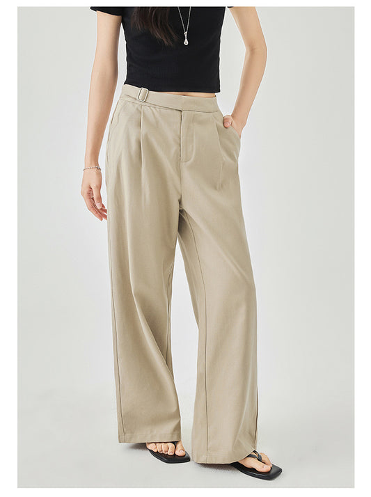 Women's Easy Pleated Work Pants in Khaki (Tencel) - Simply 
