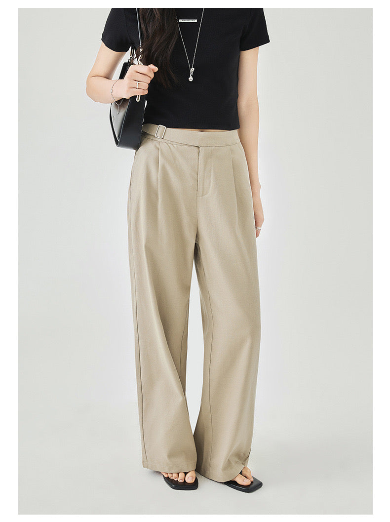 Women's Easy Pleated Work Pants in Khaki (Tencel) - Simply 