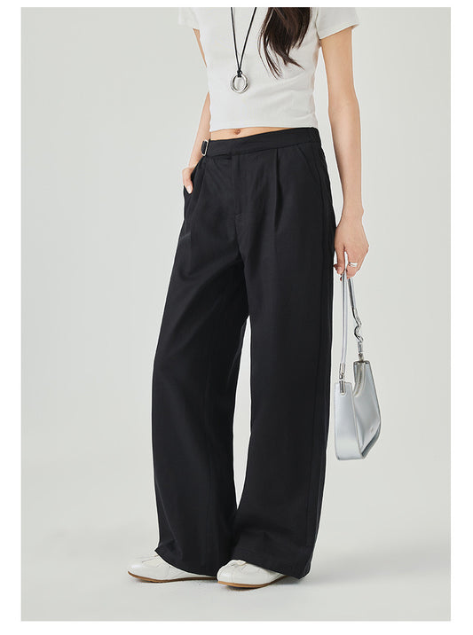 Women's Easy Pleated Work Pants in Black (Tencel) - Simply 