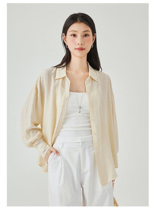Women's Two Styled Linen Overshirt in Sunrise - Simply 