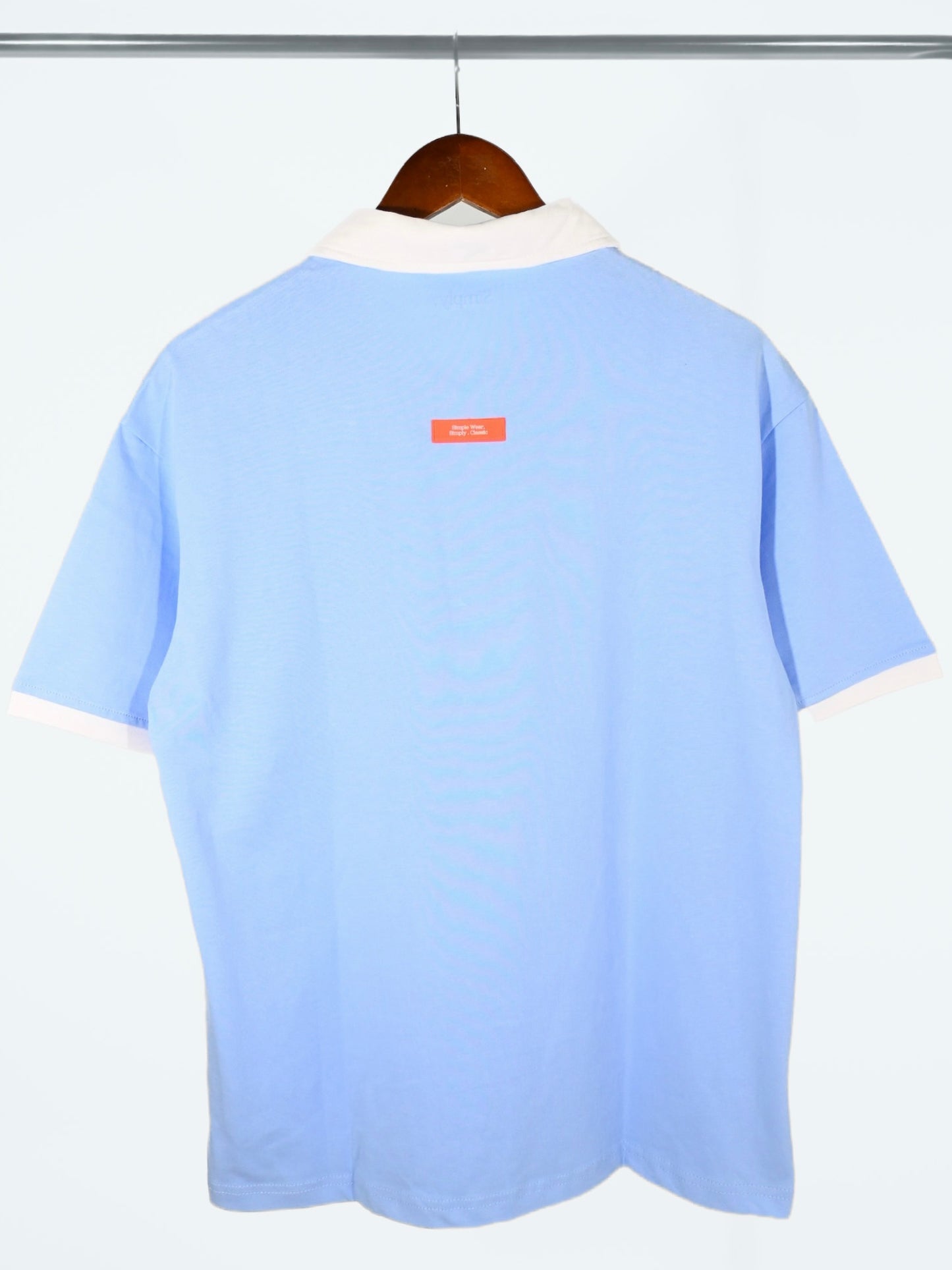 Simply . Unisex's White Collared Polo (Sky Blue) - Simply 