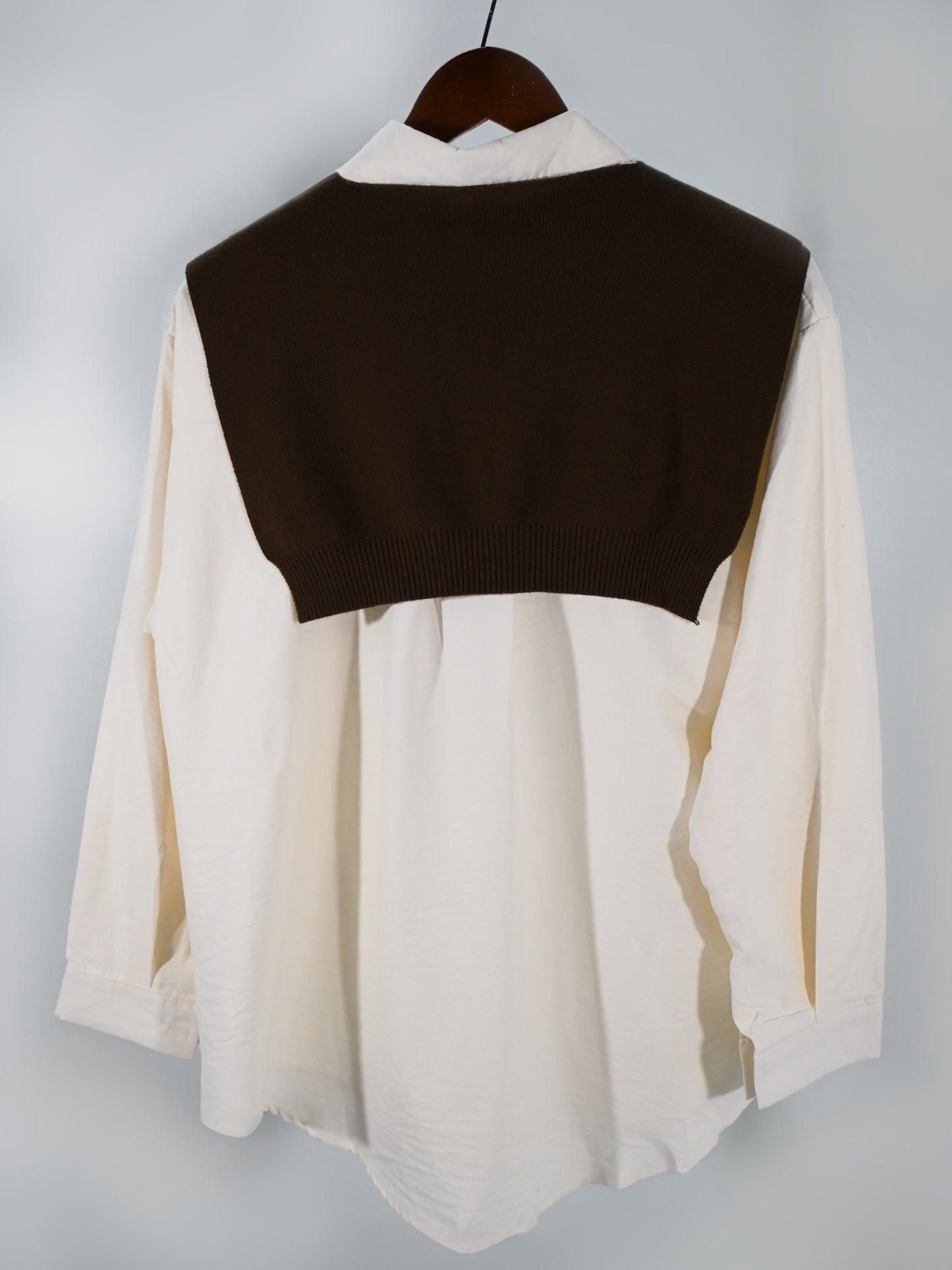 Women's Korean Styled Long Sleeve Shirt in Khaki (Comes in 2 Pieces) [Pre-Order ships in 1 week] - Simply 