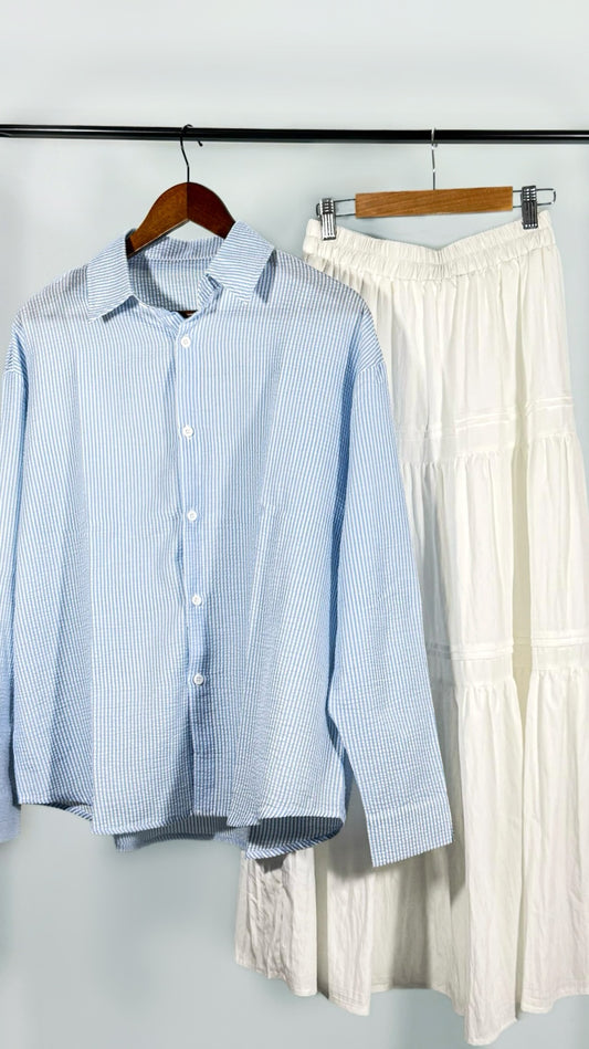 Bundle Deal 1 - Textured Overshirt + Skirt (RRP: S$64.80) - Simply 