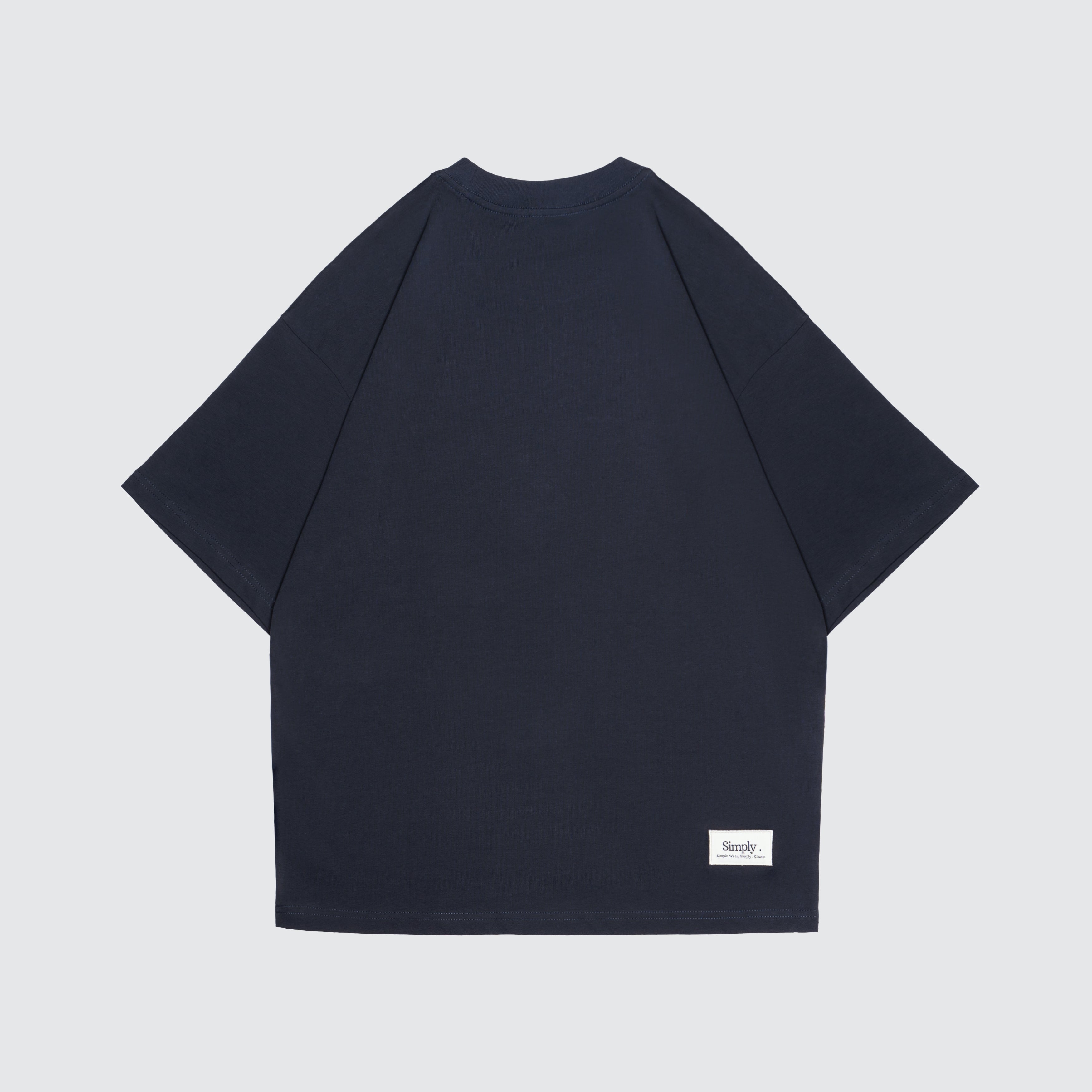 Simply . Men's Quality Oversized Embroidery T Shirt (Navy
