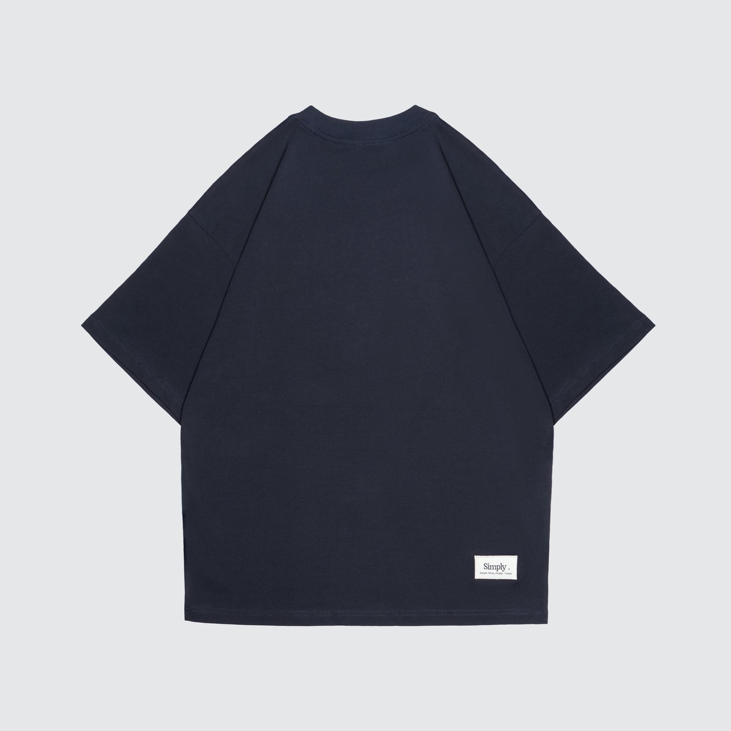 Simply . Men's Oversized Embroidery T Shirt (Navy) [250 gsm] - Simply 