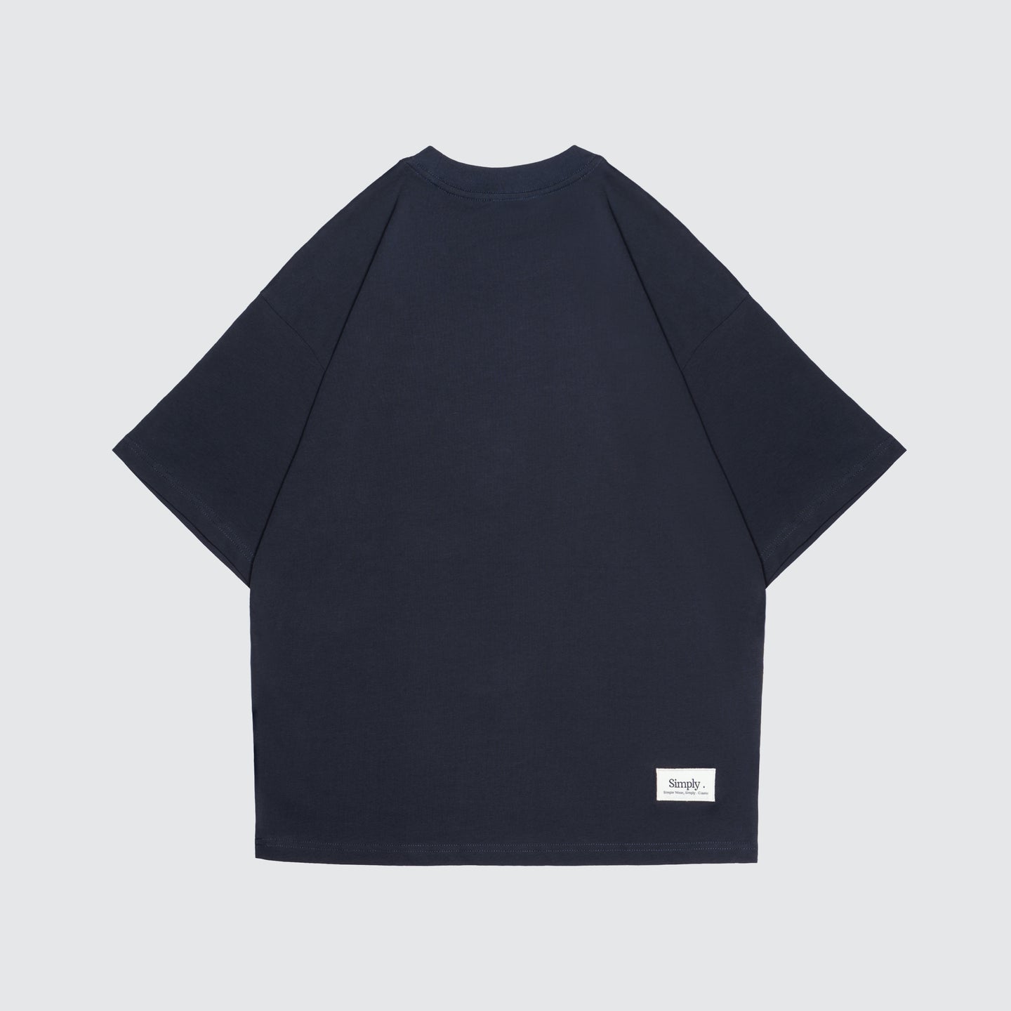 Simply . Men's Oversized Embroidery T Shirt (Navy) [250 gsm] - Simply 