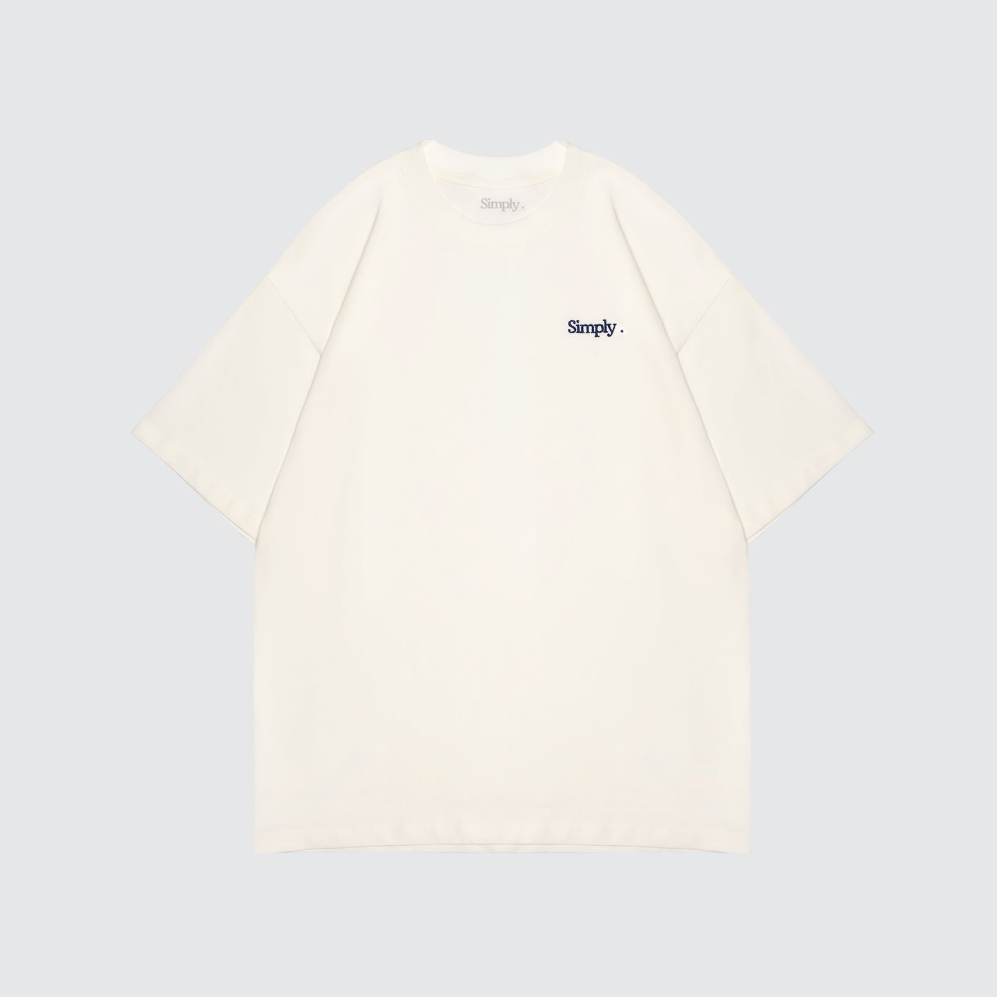 Simply . Men's Oversized Embroidery T Shirt (Cream) [250 gsm] - Simply 