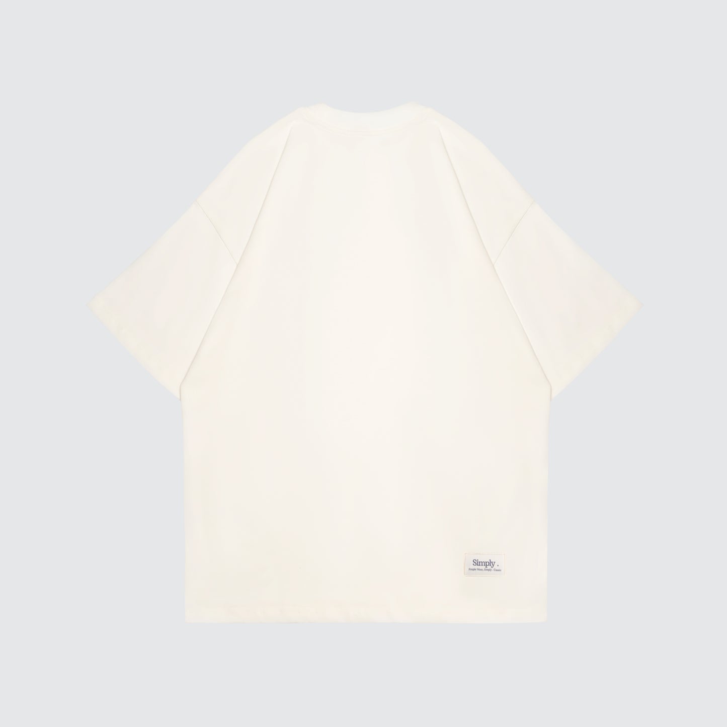 Simply . Men's Oversized Embroidery T Shirt (Cream) [250 gsm] - Simply 