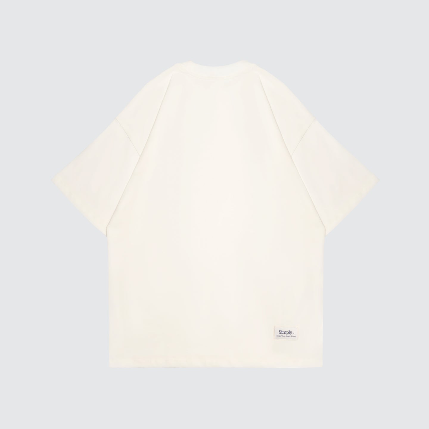 Simply . Men's Oversized Embroidery T Shirt (Cream) [250 gsm] - Simply 