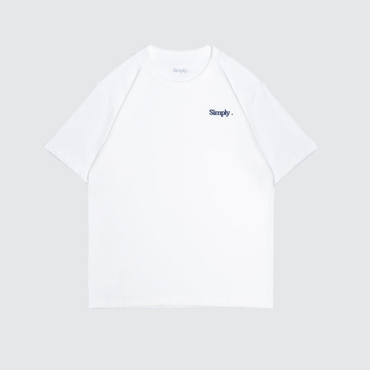 Simply . Women's Oversized Embroidery T Shirt (White) [270gsm] - Simply 