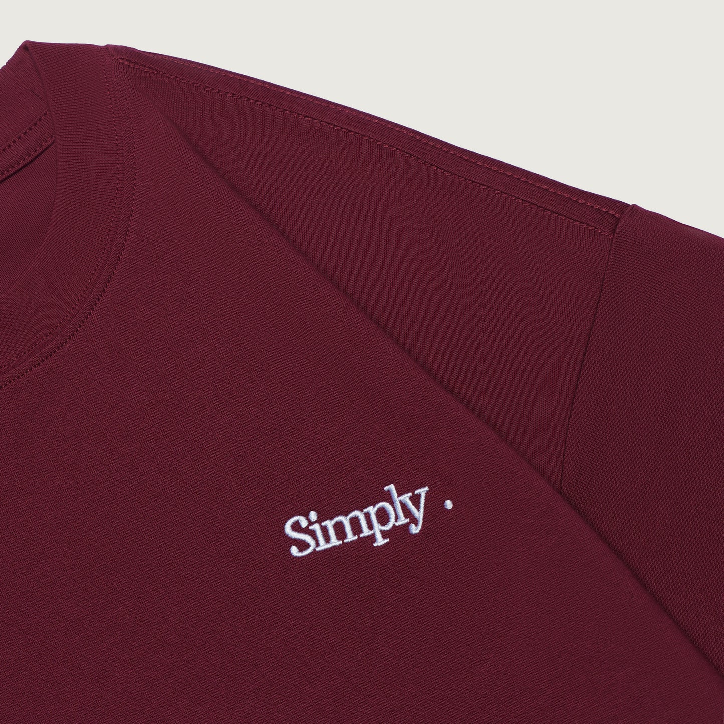 Simply . Men's Oversized Embroidery T Shirt (Maroon) [250 gsm] - Simply 