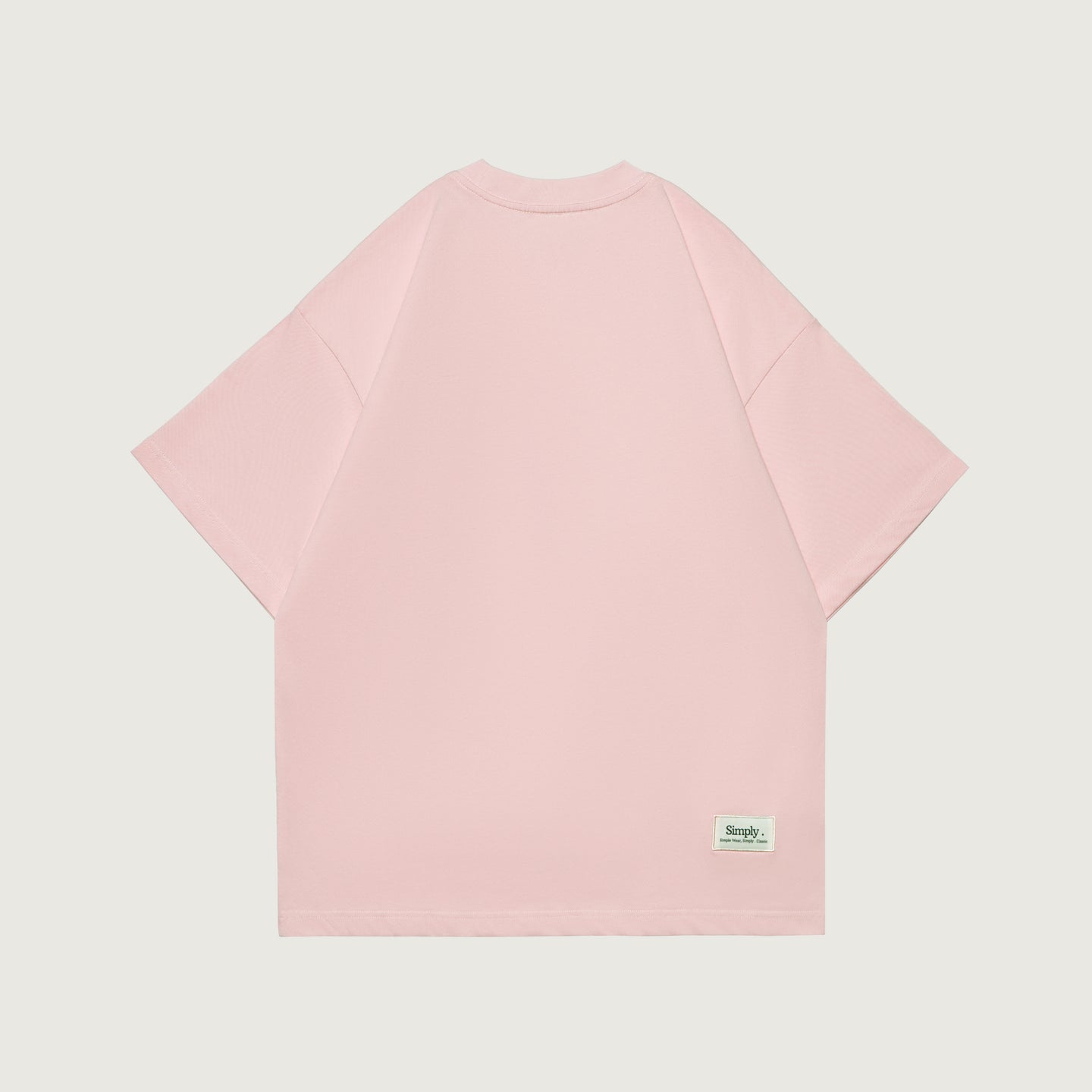 Simply . Men's Oversized Embroidery T Shirt (Pink) [250 gsm] - Simply 