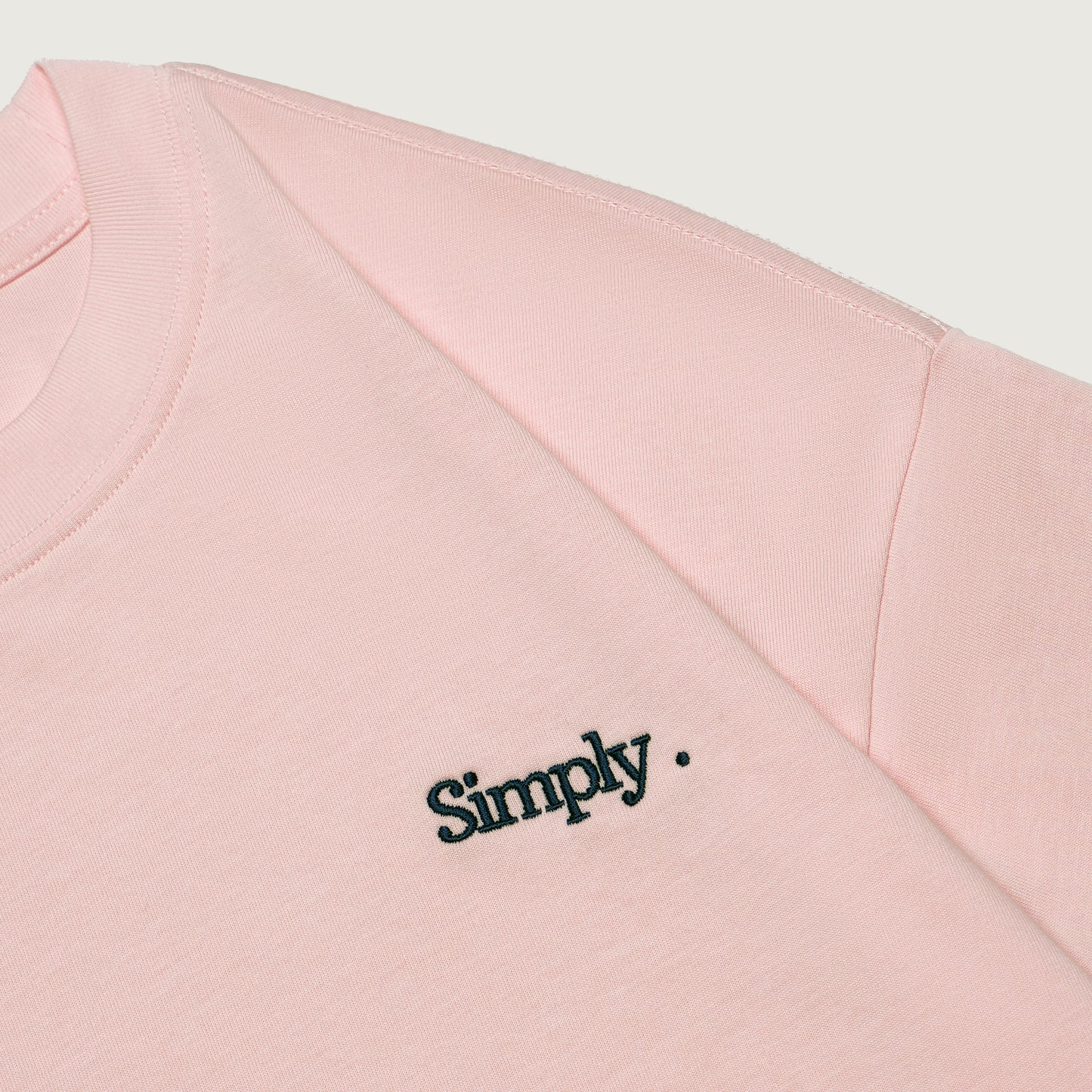 Simply . Men's Oversized Embroidery T Shirt (Pink) [250 gsm] - Simply 