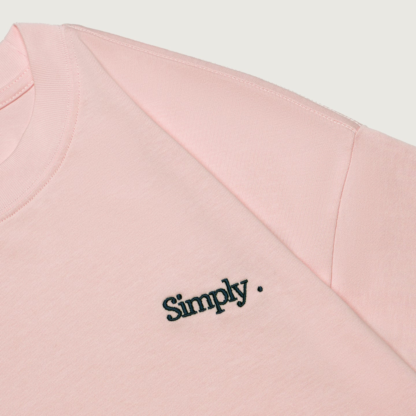 Simply . Men's Oversized Embroidery T Shirt (Pink) [250 gsm] - Simply 