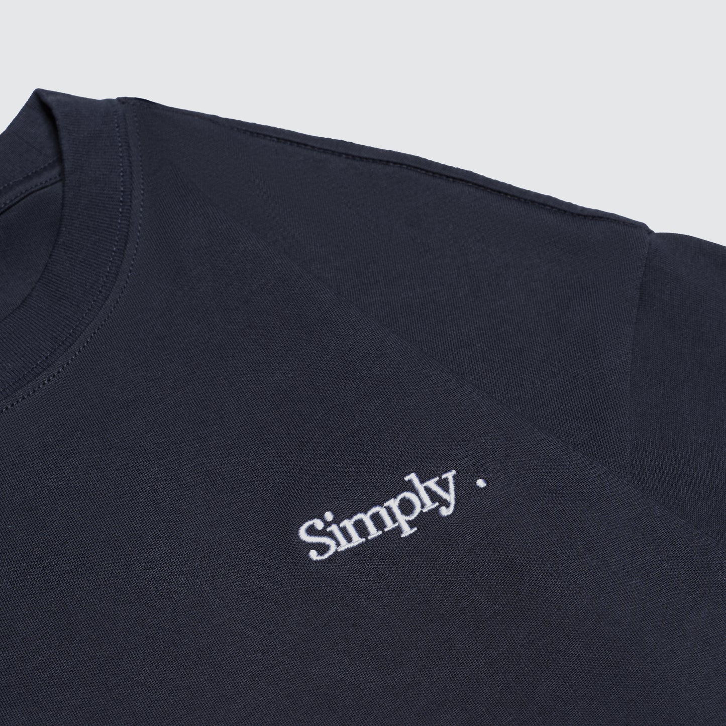 Simply . Men's Oversized Embroidery T Shirt (Navy) [250 gsm] - Simply 